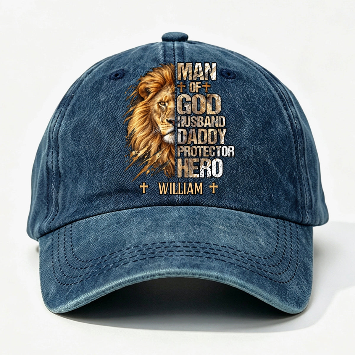 My Hero, Gift For Man - Personalized Custom Vintage Washed Denim Cap