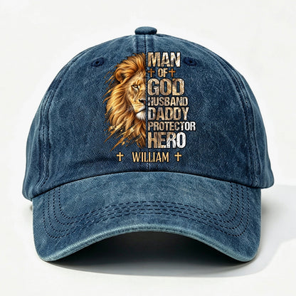My Hero, Gift For Man - Personalized Custom Vintage Washed Denim Cap