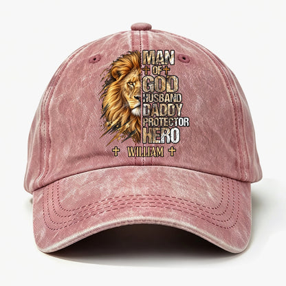 My Hero, Gift For Man - Personalized Custom Vintage Washed Denim Cap