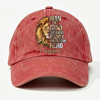 My Hero, Gift For Man - Personalized Custom Vintage Washed Denim Cap