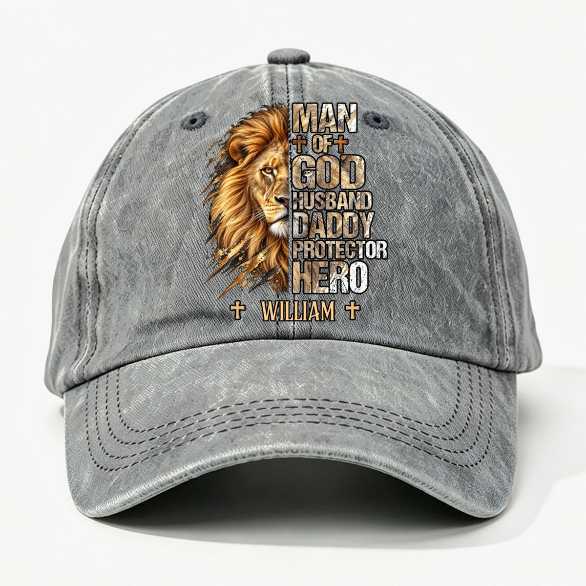 My Hero, Gift For Man - Personalized Custom Vintage Washed Denim Cap