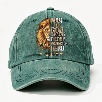 My Hero, Gift For Man - Personalized Custom Vintage Washed Denim Cap