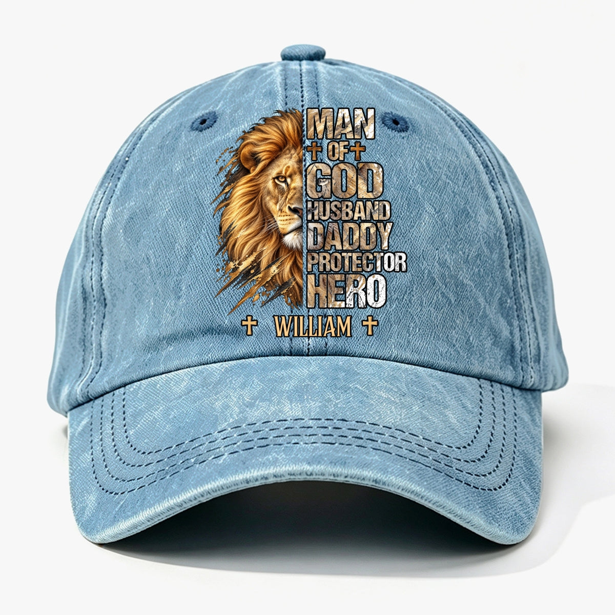 My Hero, Gift For Man - Personalized Custom Vintage Washed Denim Cap
