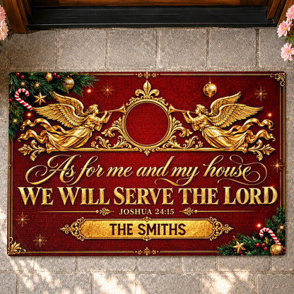 As For Me And My House We Will Serve The Lord, Gift For Family | Personalized Doormat