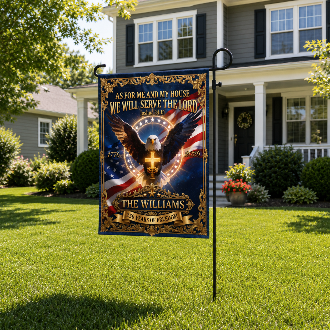 As For Me And My House We Will Serve The Lord, Gift of Blessing | Personalized Garden Flag