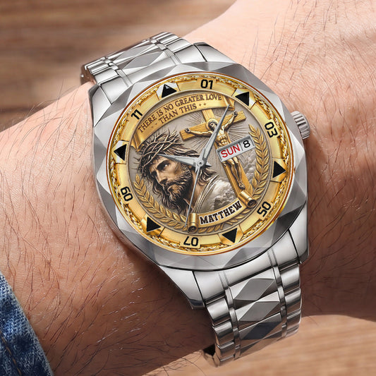 Love That Saved Us, Christian Gift For Dad - Personalized Men's Wrist Watch