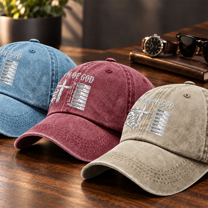 God Says, Gift For Man - Personalized Custom Vintage Washed Denim Cap