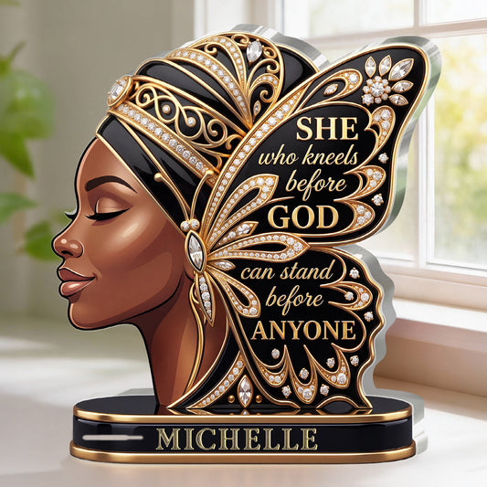 She Who Kneels Before God Butterfly | Personalized Custom Shaped Acrylic Plaque