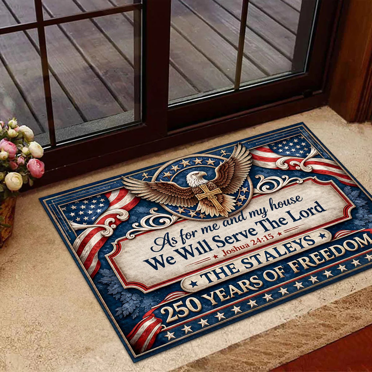 As For Me And My House We Will Serve The Lord - Personalized Doormat