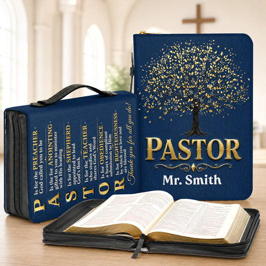 Thank You Pastor, Gift For Pastor | Personalized Zippered Bible Cover