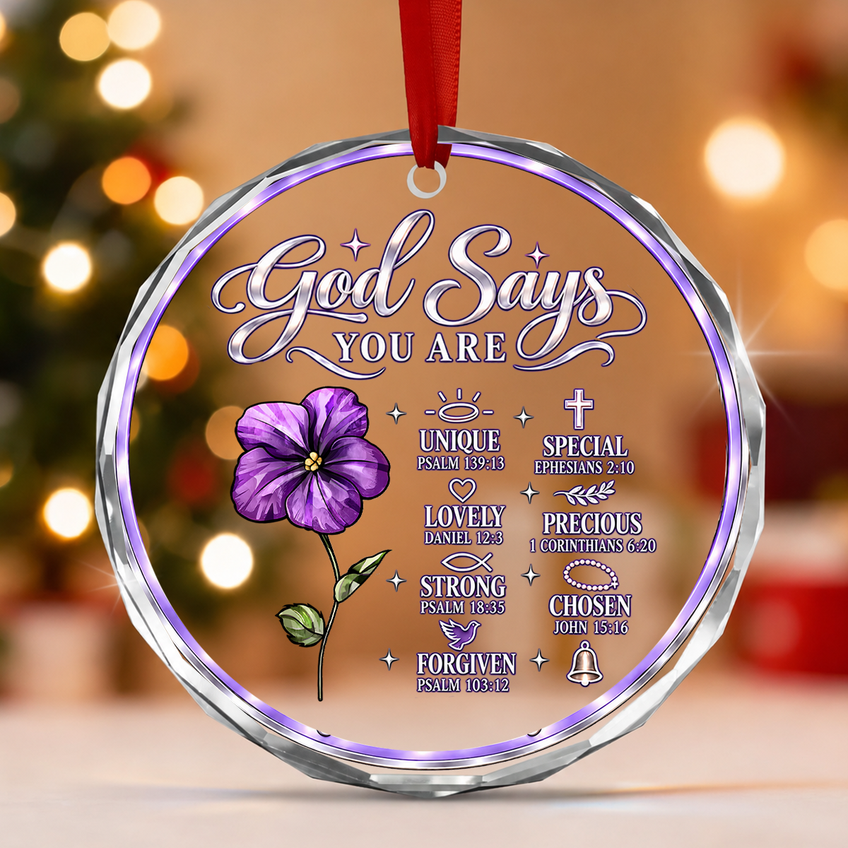 God Says You Are, Gift For Her | Personalized 1-Side Round Glass Ornament