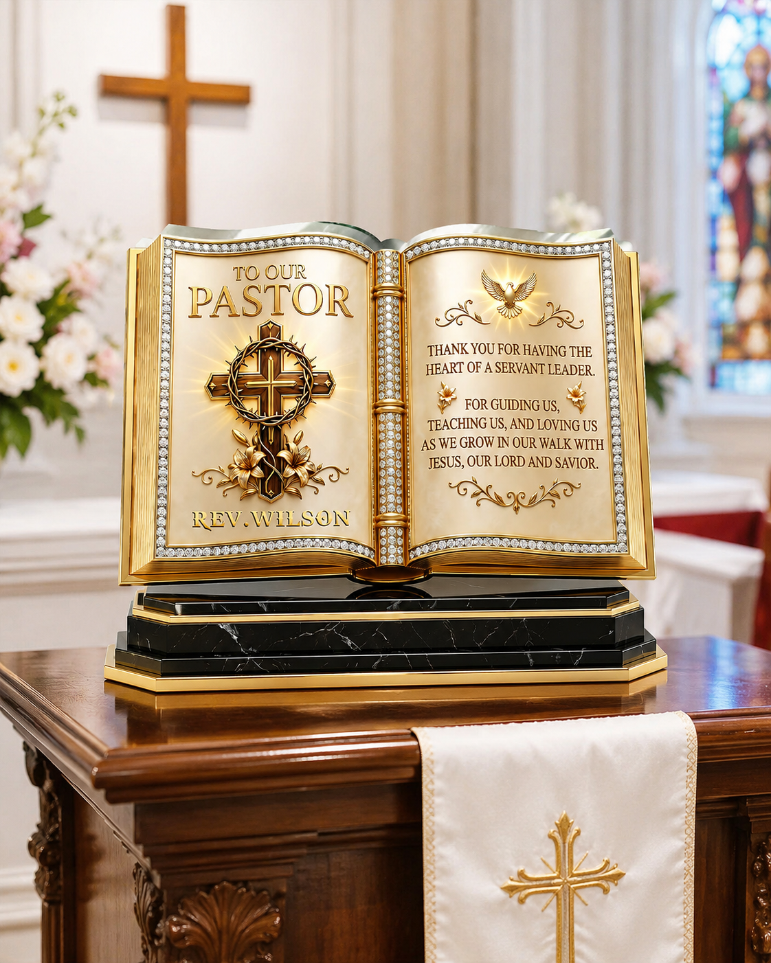 To Our Pastor For Having The Heart Of A Servant Leader | Personalized Custom Shaped Acrylic Plaque