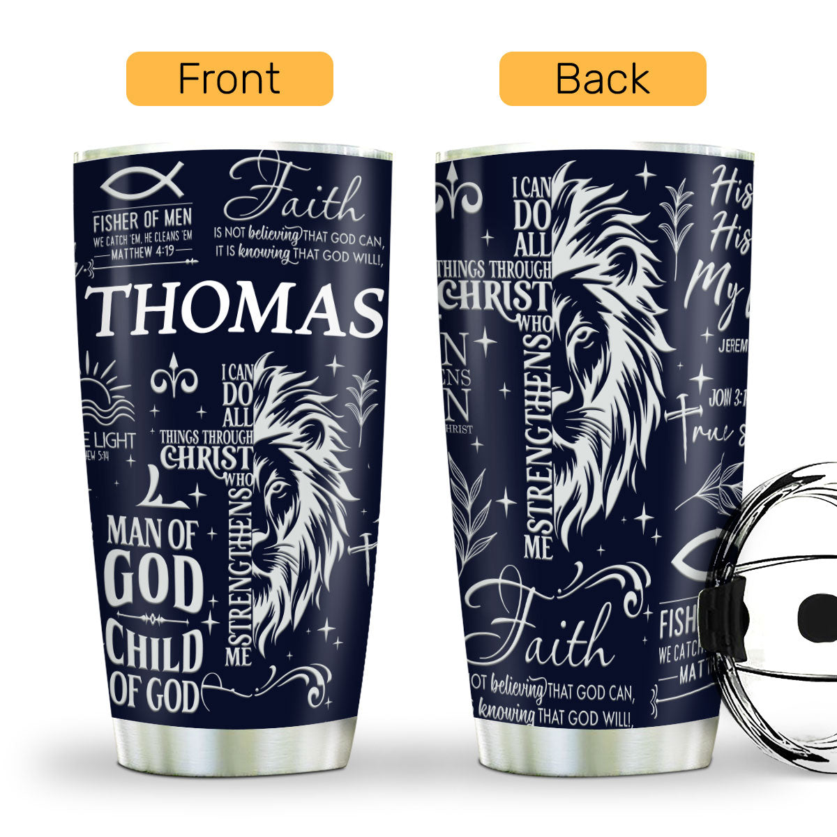 Man Of God Gift For Dad Husband Son | Personalized Stainless Steel Tumbler