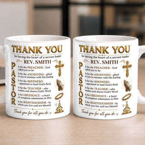 Thank You Pastor, Gift For Pastor | Personalized Ceramic Coffee Mug
