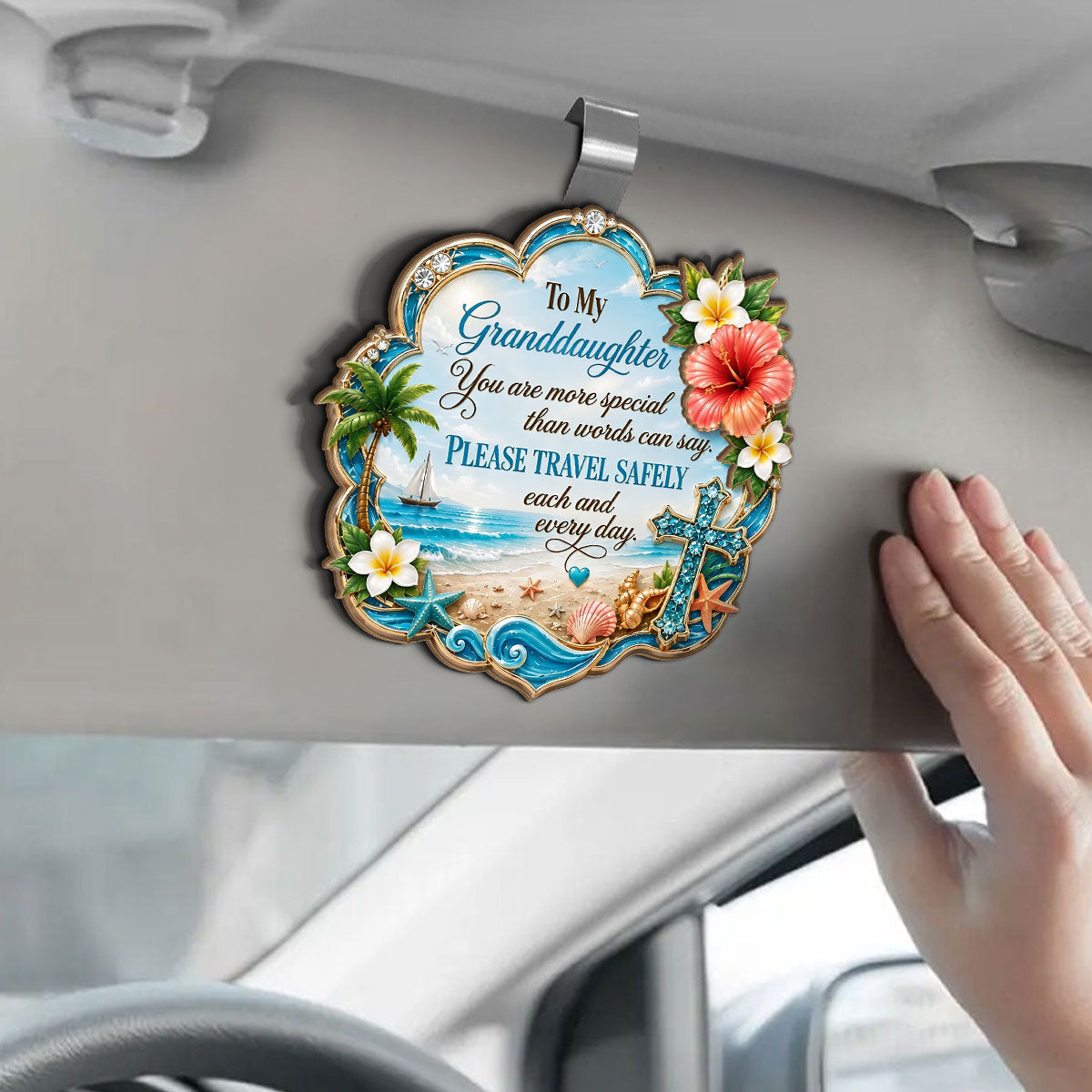 Please Travel Safely Each And Every Day, Gift For Granddaughter | Car Visor Clip