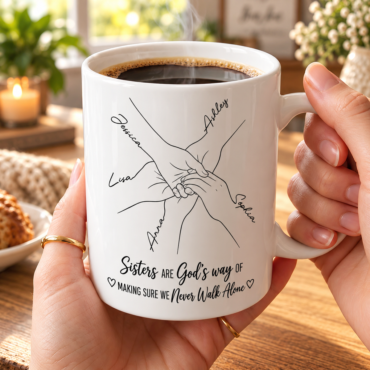 Sisters Are God's Way, Gift For Sister In Christ | Personalized Ceramic Coffee Mug