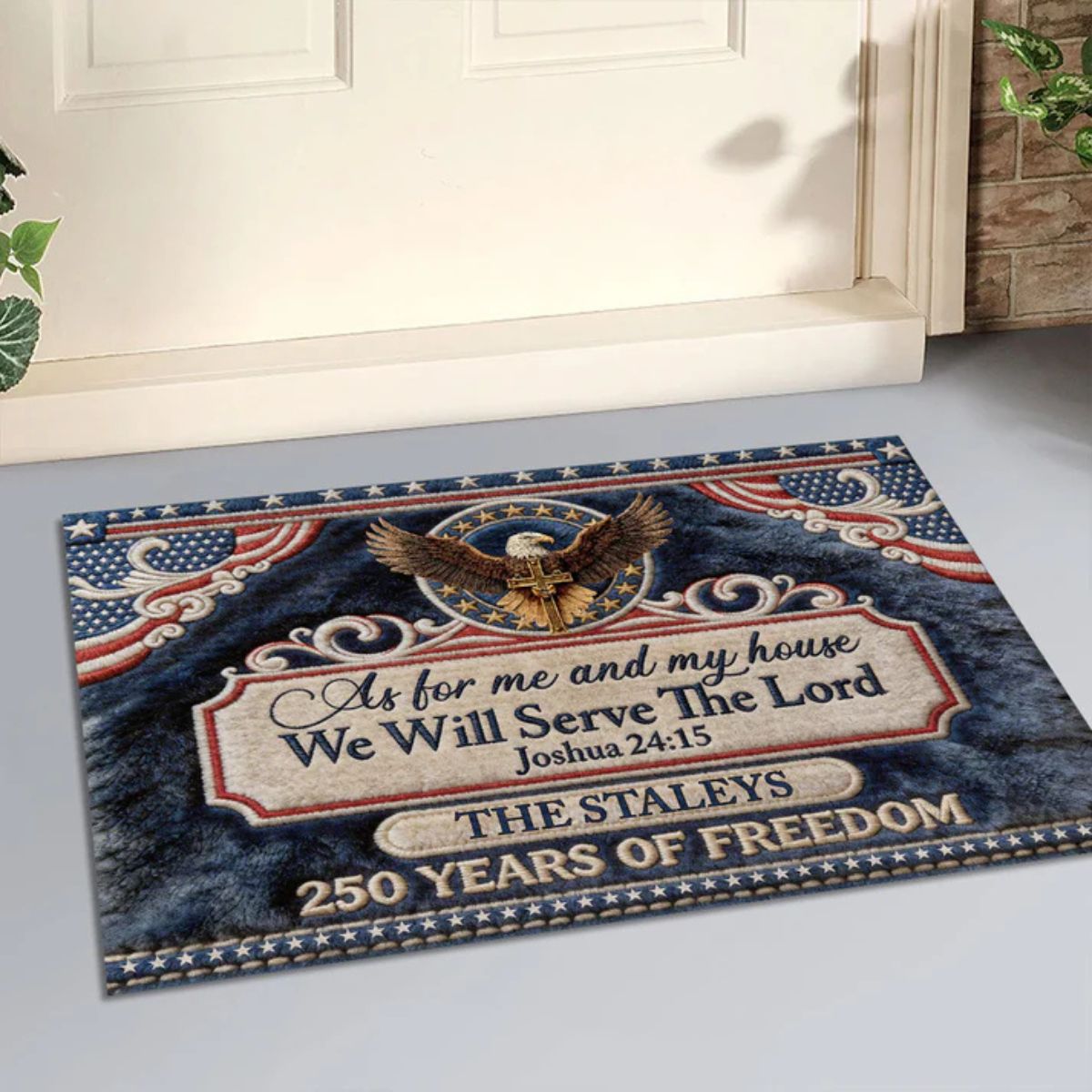 As For Me And My House We Will Serve The Lord - Personalized Doormat