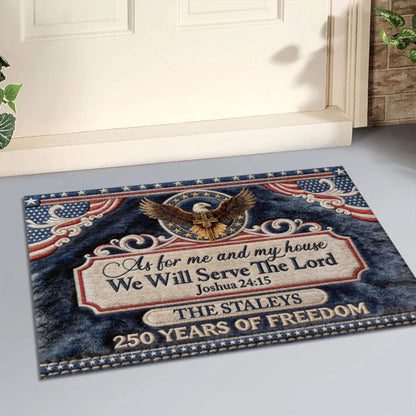 As For Me And My House We Will Serve The Lord - Personalized Doormat