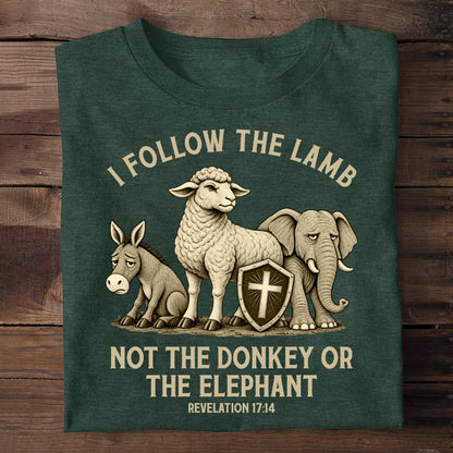 I Follow The Lamb Not The Donkey Or The Elephant, Gift For Faithful Christian | 2D Unisex T-shirt