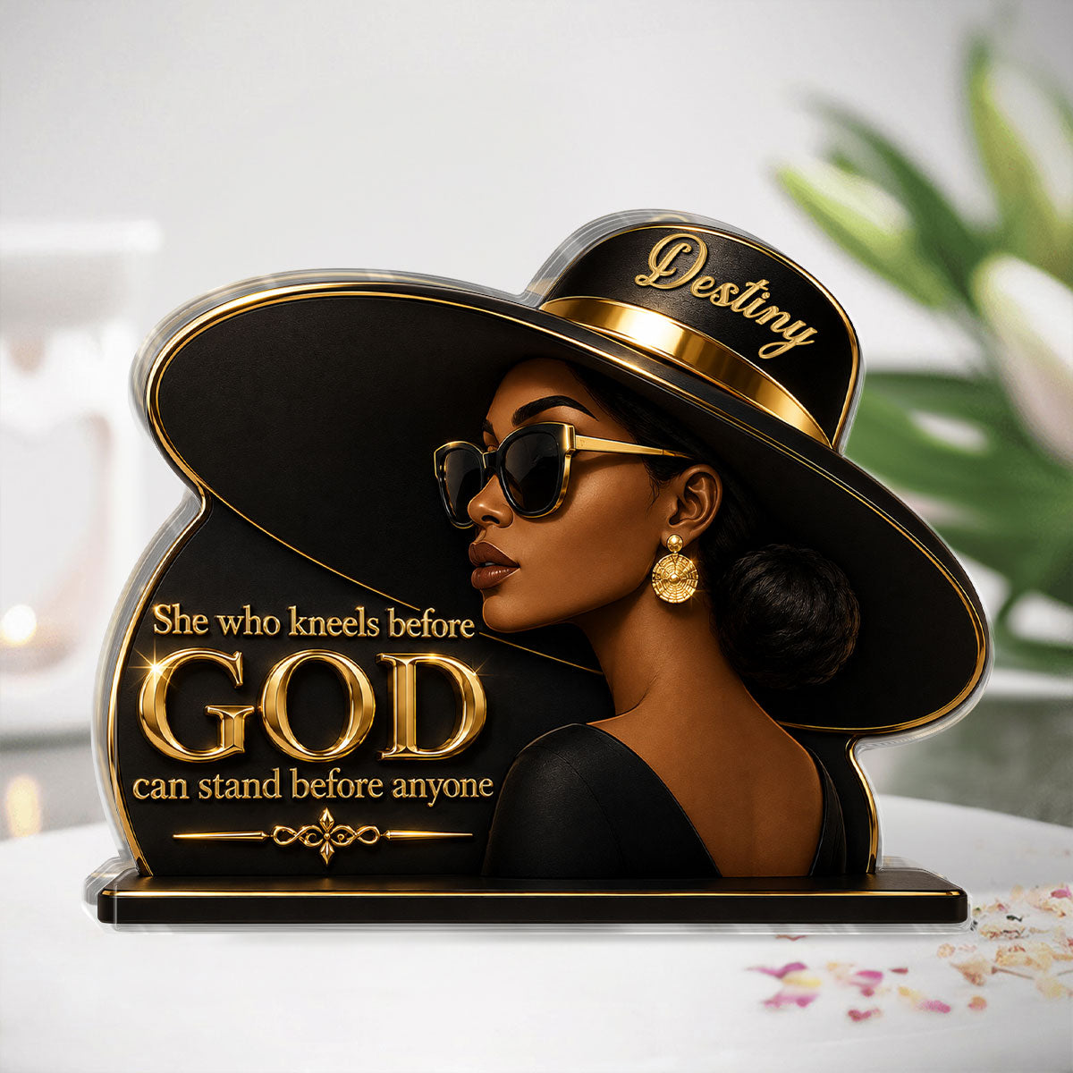 She Who Kneels Before God, Gift For Her | Personalized Custom Shaped Acrylic Plaque