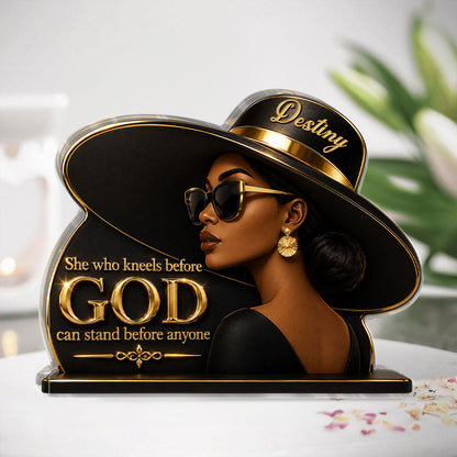She Who Kneels Before God, Gift For Her | Personalized Custom Shaped Acrylic Plaque