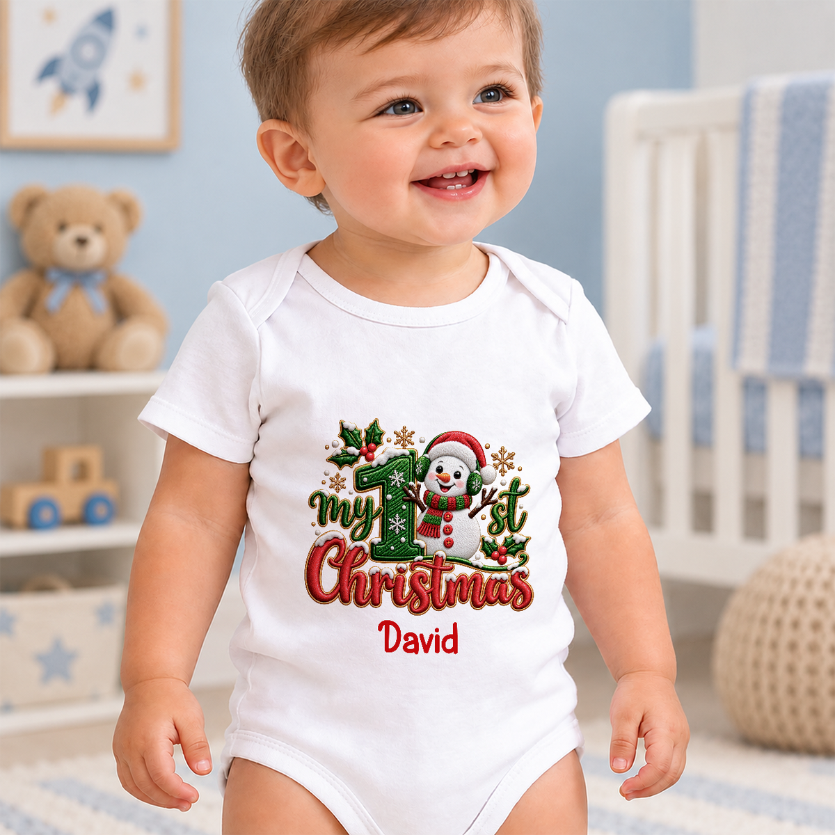 My 1st Christmas, Gift For New Parents | Personalized Custom Baby Onesie