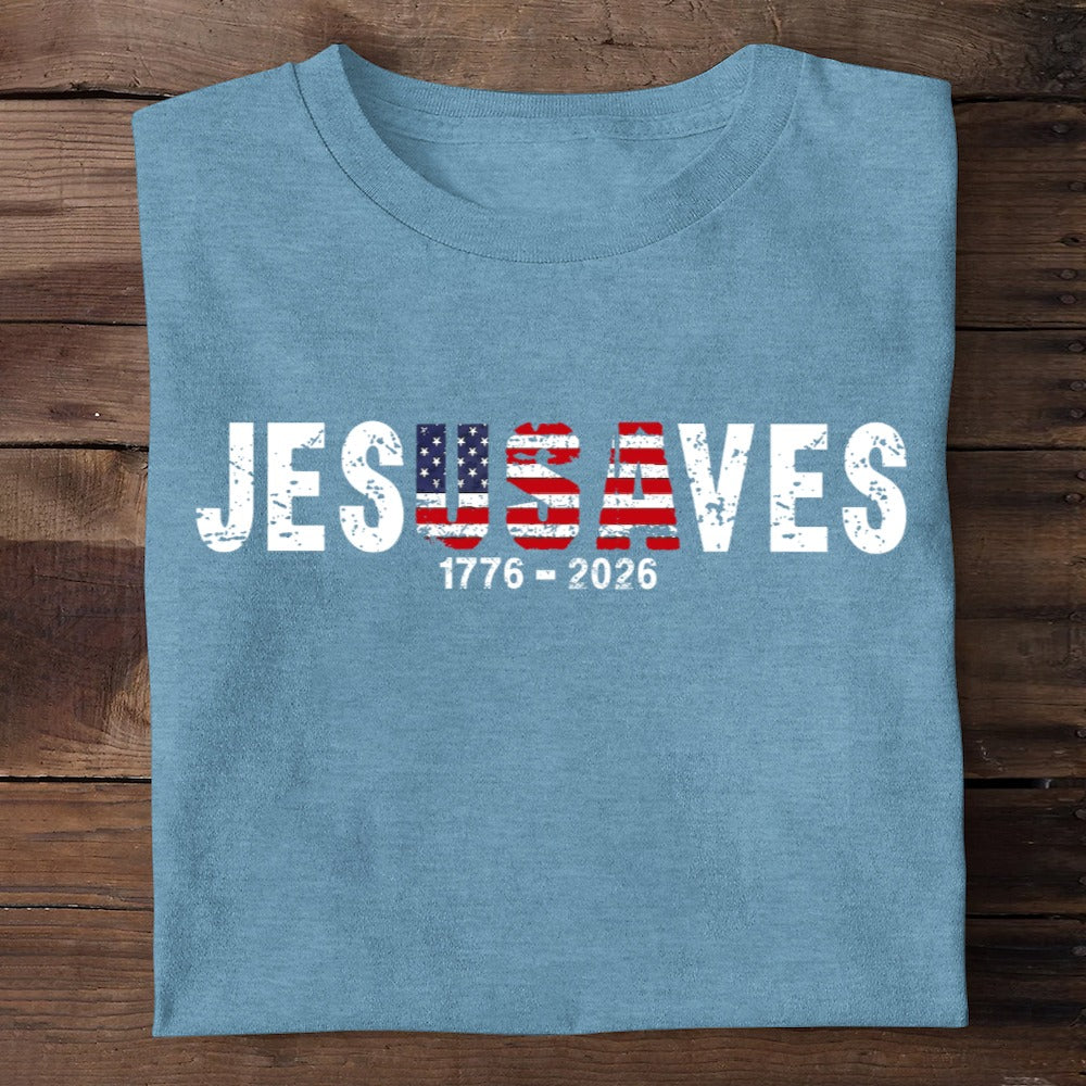 Jesus Saves USA, Patriotic Christian | 2D Unisex T-shirt