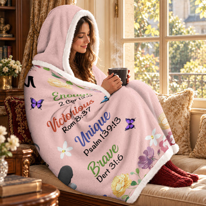 Kid Birth Flower God Says I Am, Gift For Loved One | Personalized Wearable Blanket Hoodie