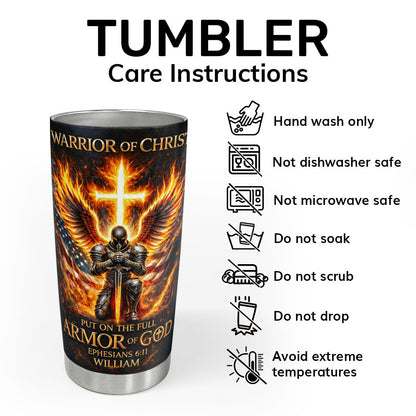 Warrior Of Christ | Personalized Stainless Steel Tumbler