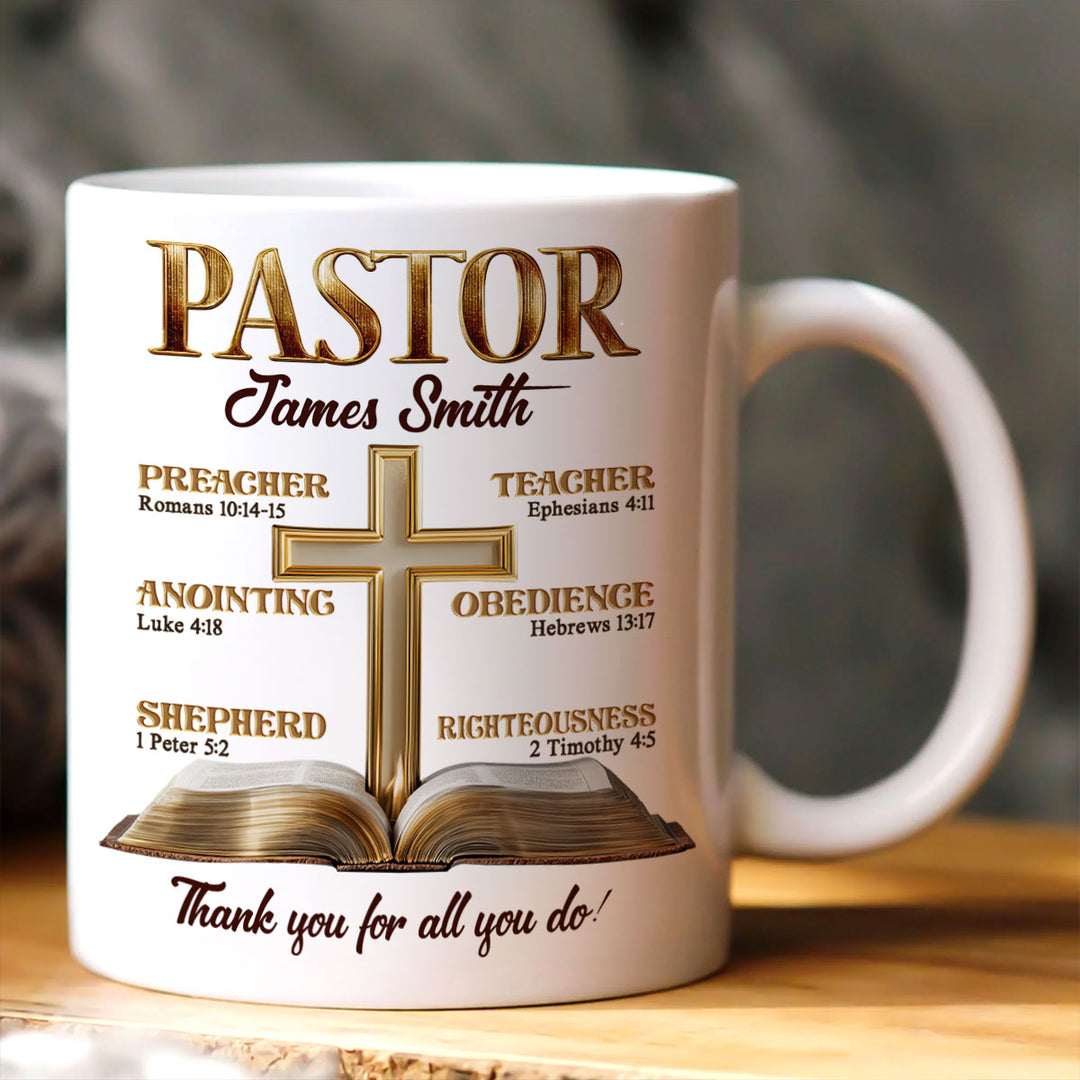 My Preacher, Teacher, & Shepherd, Gift For Pastor | Personalized Ceramic Coffee Mug