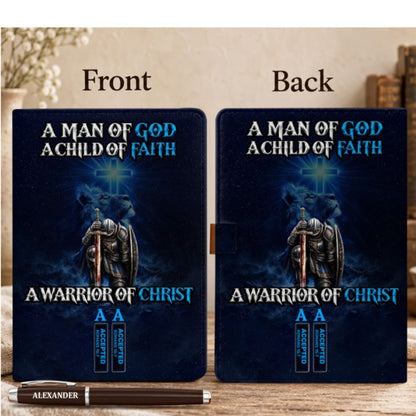 A Man Of God, Gift For Men | Personalized Leather Notebook & Pen Set