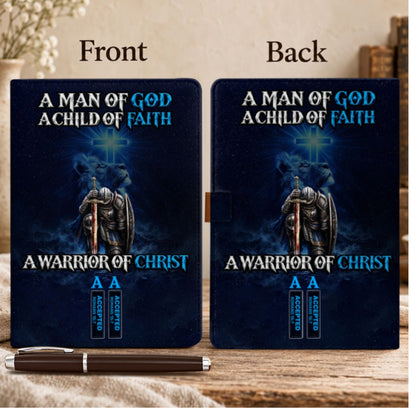A Man Of God, Gift For Men | Personalized Leather Notebook & Pen Set