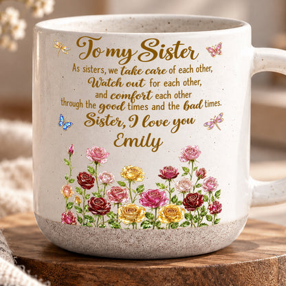 Blooming Bond, Custom Christmas & Birthday Gift For Sister - Personalized Pottery Mug