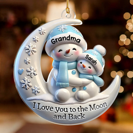 Grandma & Me Moonlight Snuggle, Gift For grandchildren | Personalized 1-Layer Acrylic Ornament