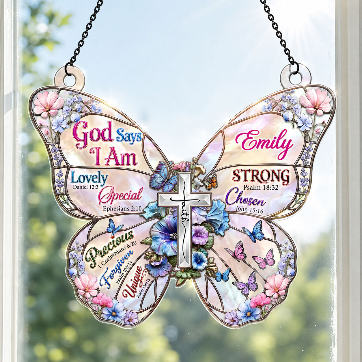 God Says I Am, Christian Gift For Women | Personalized Acrylic Suncatcher