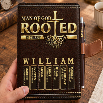 Man Of God, Gift For Men | Personalized Leather Notebook & Pen Set