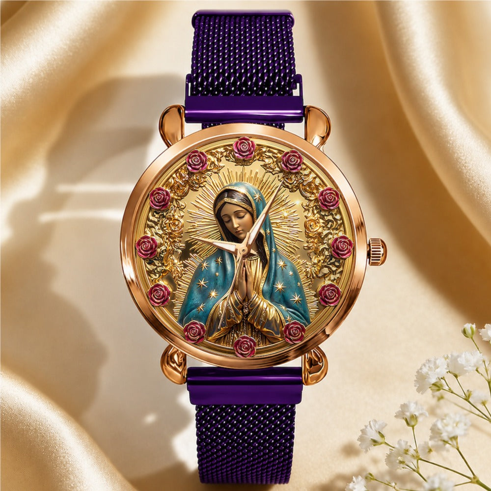 Twelve Roses Of Divine Grace, Gift For Wife - Personalized Women's Wrist Watch
