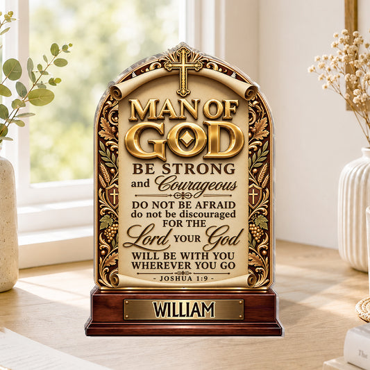 Man Of God, Gift For Christian Men | Personalized Custom Shaped Acrylic Plaque