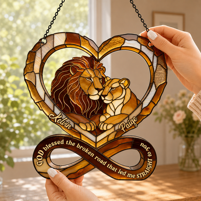 God Blessed The Broken Road That Led Me Straight To You, Gift of Love | Personalized Acrylic Suncatcher
