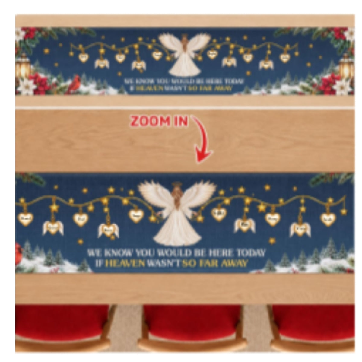 Custom Name Christmas Memorial Angel Decor, Gift For Family | Personalized Table Runner