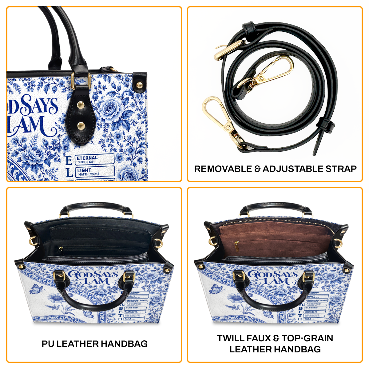 God Says I Am, Gift For Women | Personalized Leather Handbag