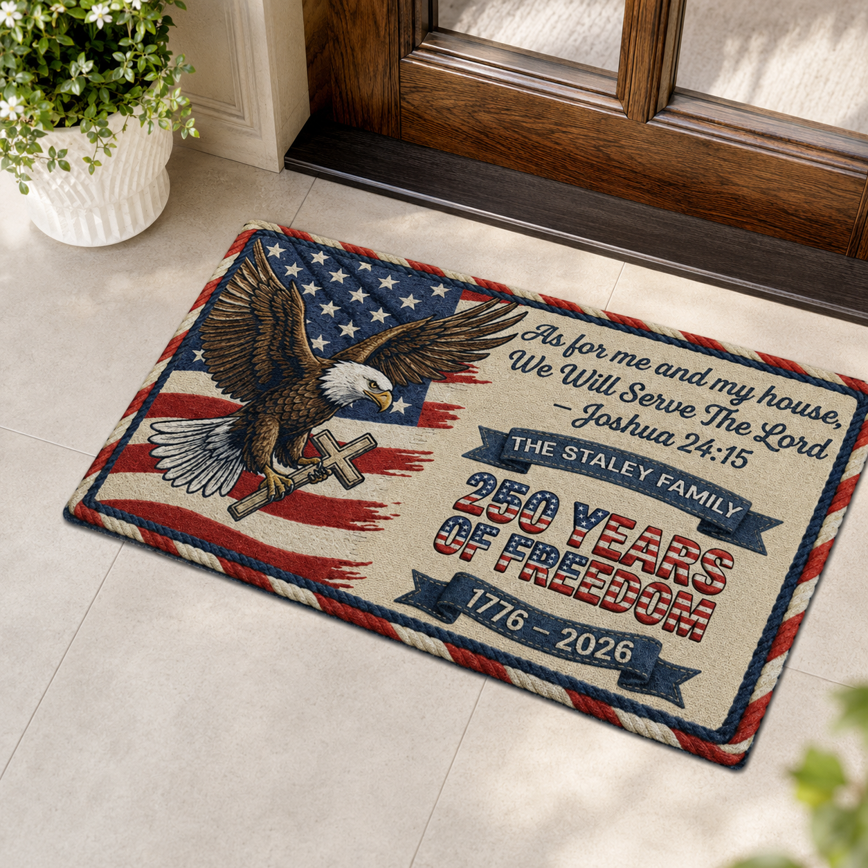 As For Me And My House 250 Years Of Freedom, Gift of Liberty | Personalized Doormat