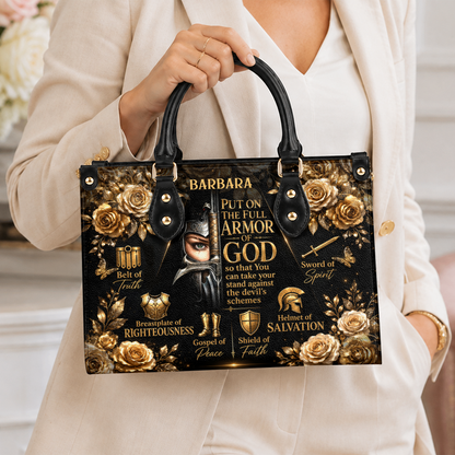 Armor Of God, Gift For Her | Personalized Leather Handbag