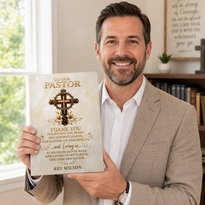 To Our Pastor For Having The Heart Of A Servant Leader | Personalized Leather Cover Notebook