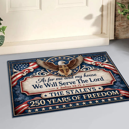 As For Me And My House We Will Serve The Lord - Personalized Doormat