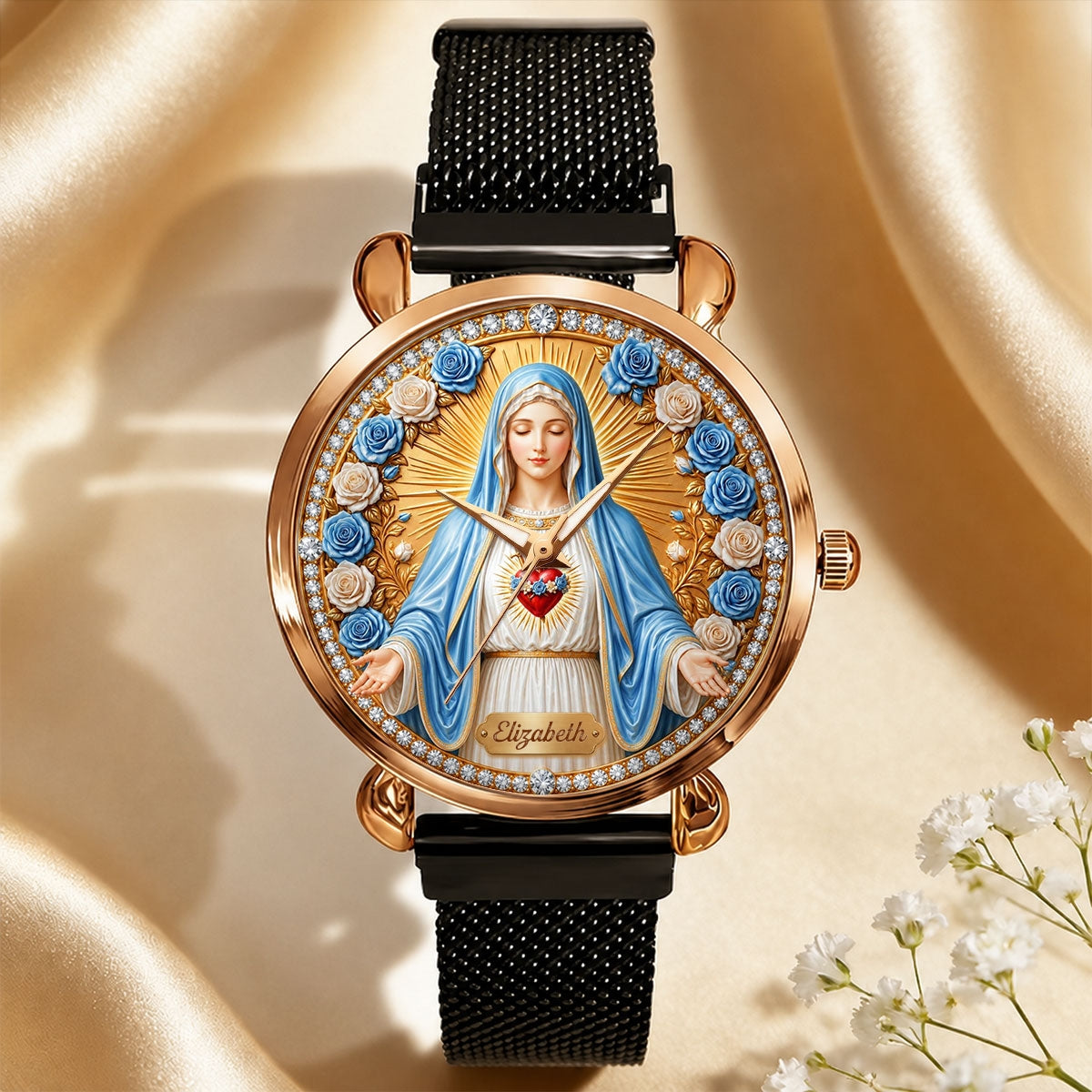 Radiant Immaculate Heart Mary , Gift For Women - Personalized Women's Wrist Watch