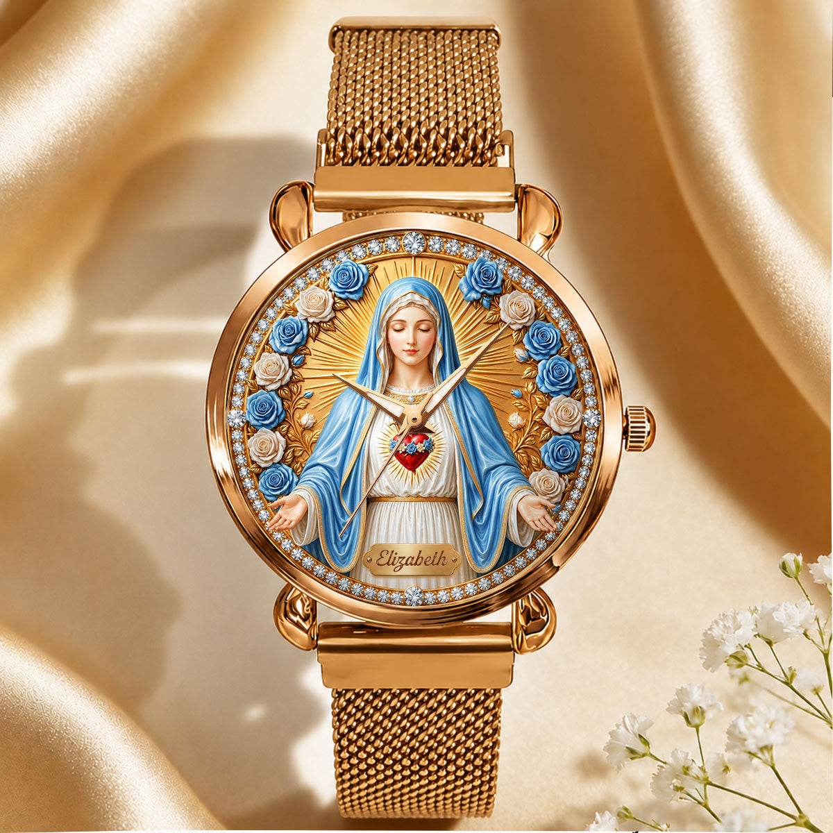 Radiant Immaculate Heart Mary , Gift For Women - Personalized Women's Wrist Watch