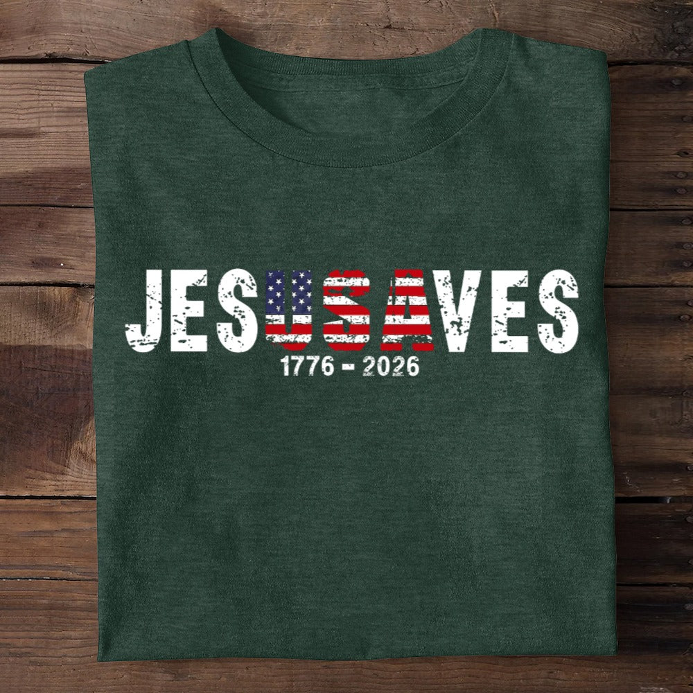 Jesus Saves USA, Patriotic Christian | 2D Unisex T-shirt