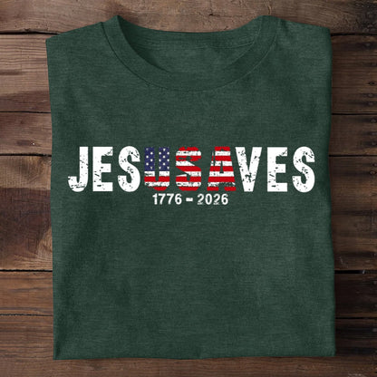 Jesus Saves USA, Patriotic Christian | 2D Unisex T-shirt