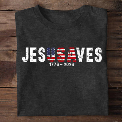 Jesus Saves USA, Patriotic Christian | 2D Unisex T-shirt